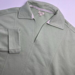 Pilcro Anthropologie Women's XS Green Johnny Collar Pullover Sweater Cuff Sleeve